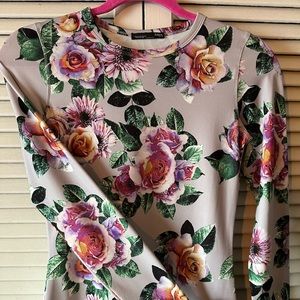 Zara printed long sleeve, long dress.